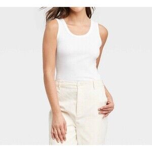 2 Pack Women's Ribbed Shrunken Tank White- Universal Thread - Size 3X